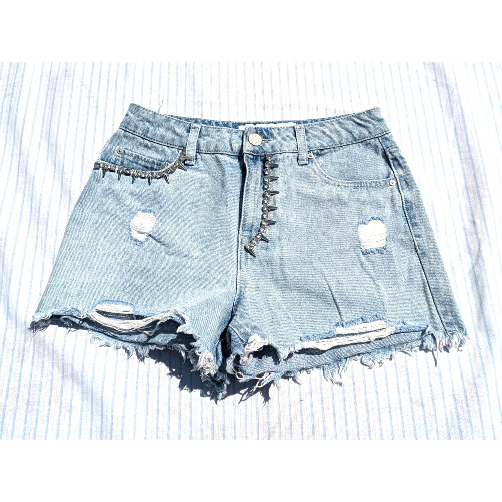 Indigo Rein Women's 5‎ Cotton Distressed Shorts Blue Jeans Denim Summer Pockets